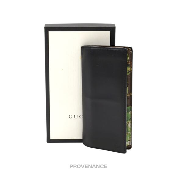 🔴 Gucci Long Wallet - Black Floral Leather - Picture 1 of 9